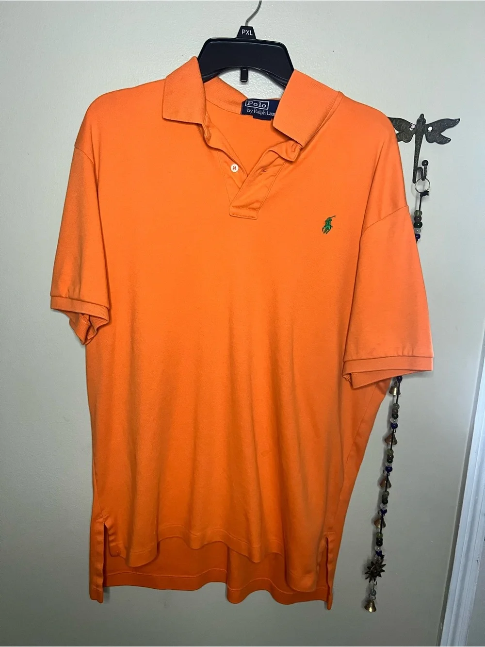 Ralph Lauren Orange Polo with Green Pony Embroidery